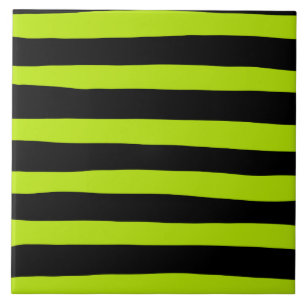 Carreau Stripes inégales - Lime vert et noir