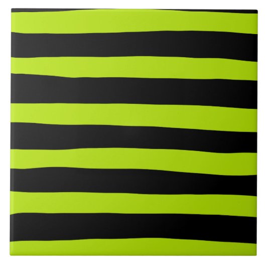 Carreau Stripes inégales - Lime vert et noir (Devant)