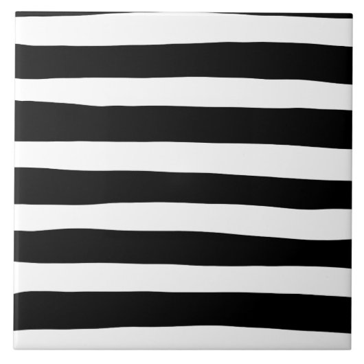 Carreau Stripes inégales - Noir et blanc (Devant)