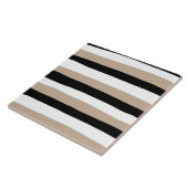 Carreau Stripes inégales - Taupe, noir et blanc (Côté)