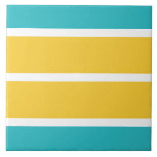 Carreau Stripes simples - Turquoise et jaune