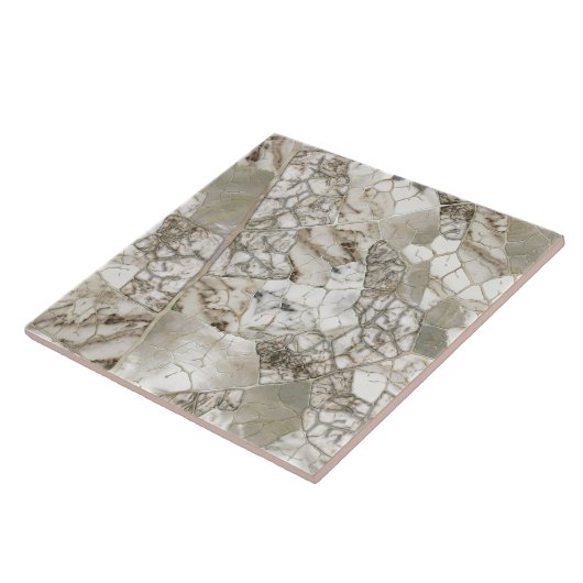 Carreau Structure Marbre blanc et feuille perle (Côté)