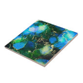 Carreau Stunning Blue and Gold Alcohol Ink Painting (Côté)