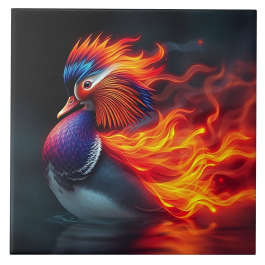 Carreau Stunning Flame-boyant Firebird Hot Mandarin Duck (Devant)