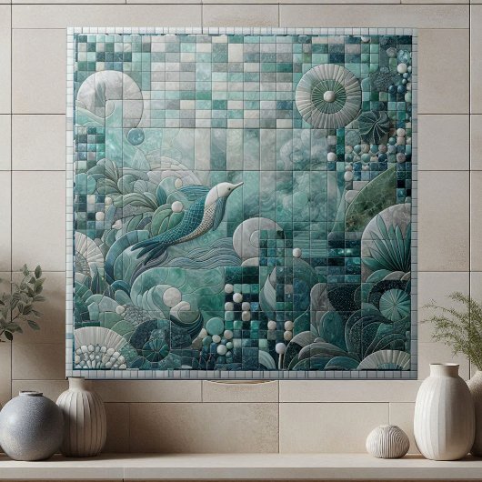 Carreau Stunning Underwater Aquamarine Crystal Blue Mosaic