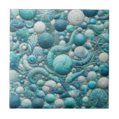 Carreau Stunning Underwater Shells Aquamarine Blue Mosaic  (Devant)
