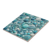 Carreau Stunning Underwater Shells Aquamarine Blue Mosaic  (Côté)