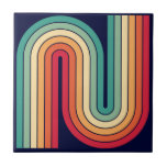 Carreau Style 1970s Arched Stripes Motif géométrique<br><div class="desc">Coloré les années 70 style Vintage rétro Motif géométrique..</div>