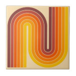 Carreau Style 1970s Arched Stripes Motif géométrique<br><div class="desc">les années 70 Style Vintage Rétro Design géométrique En Brown Orange et Jaune.</div>