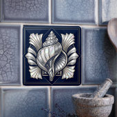 Carreau Style Art Déco Coquillage Argent Mère de Perle