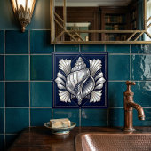 Carreau Style Art Déco Coquillage Argent Mère de Perle