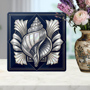 Carreau Style Art Déco Coquillage Argent Nacre