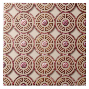 Carreau Style Art Déco (rose et or) Céramique