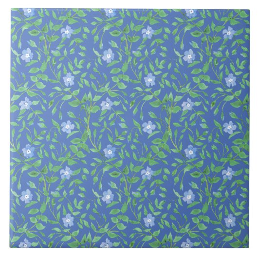 Carreau Style champêtre Blue Green Floral Périwinkle Motif (Devant)
