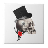 Carreau Style crâne gothique et tatouage rose (Devant)