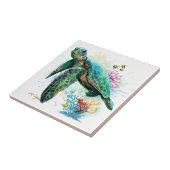 Carreau Style d'aquarelle sous-marine de tortue marine (Côté)