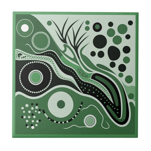Carreau Style d'art autochtone vert 1 de 9 Carrelage en cé (Devant)