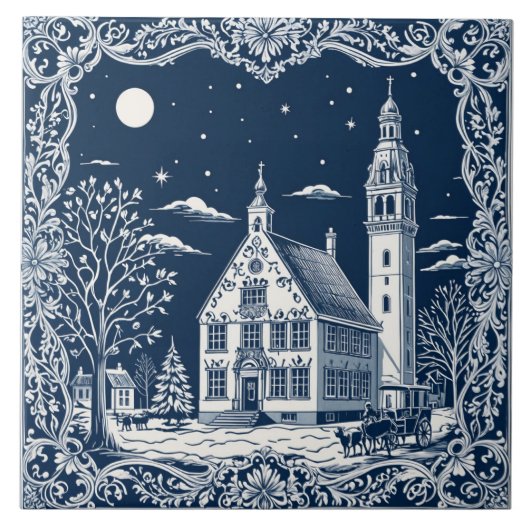 Carreau style Delft hiver/Noël 7 (Devant)