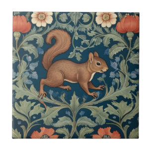 Carreau Style écureuil William Morris face droite face flo