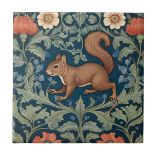 Carreau Style écureuil William Morris gauche face à floral