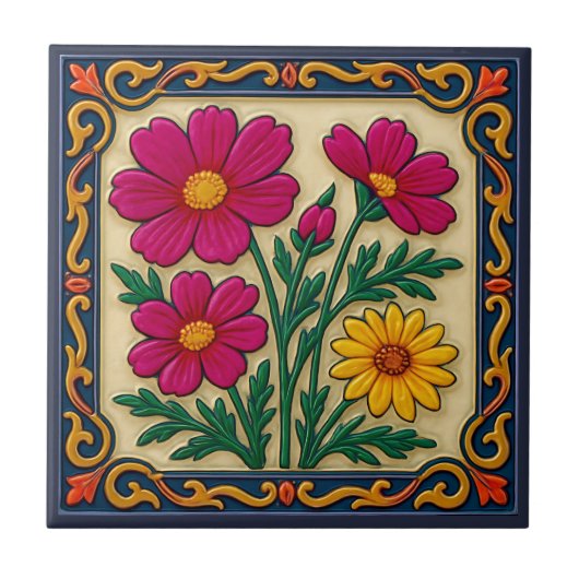 Carreau Style floral brodé de luxe folklorique (Devant)