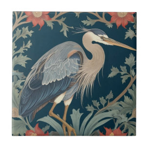 Carreau Style Heron William Morris Mer de mer de droite Oi