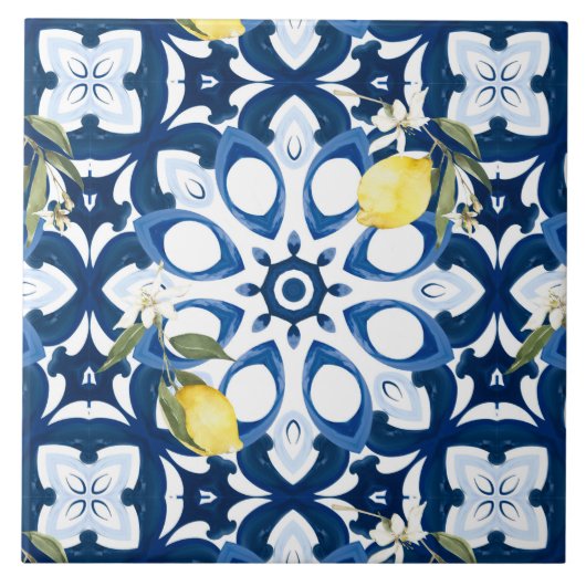 Carreau style italien, méditerranéen, majolica, citron, (Devant)