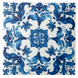 Carreau style italien, méditerranéen, mosaïque, bleu,