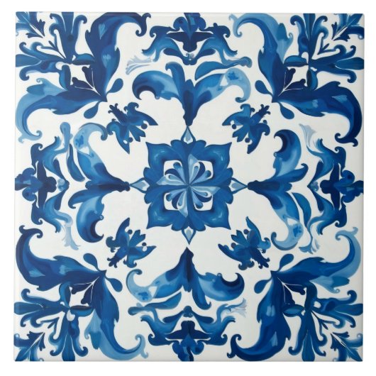 Carreau style italien, méditerranéen, mosaïque, bleu, (Devant)