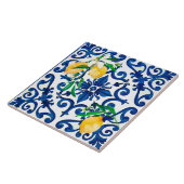 Carreau style italien, mosaïque, bleu, citron, (Côté)
