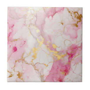 Carreau Style luxueux effet marbre rose et or