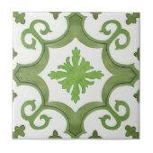 Carreau Style marocain blanc géométrique vert (Devant)