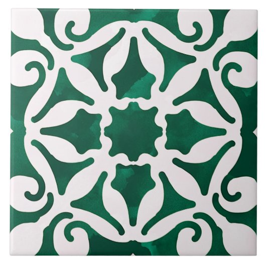 Carreau Style Méditerranéen Décor Vert (Devant)