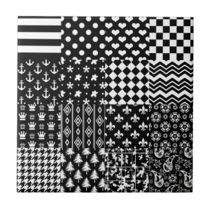 Carreau Style minimaliste Motif mixte noir blanc