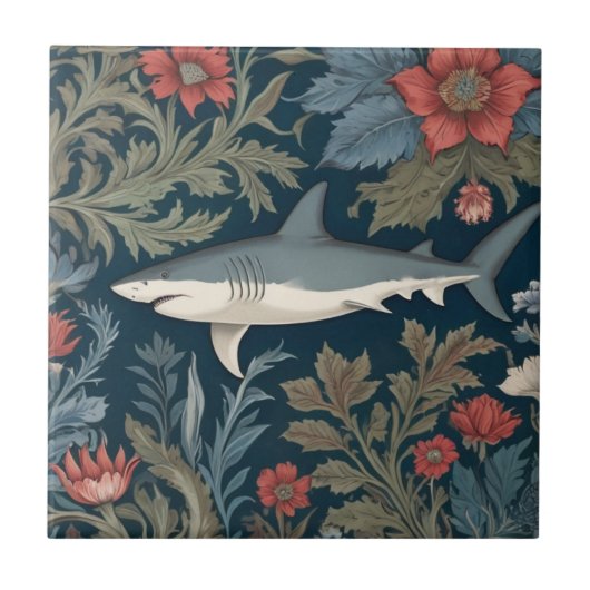 Carreau Style requin William Morris Face gauche face à mer (Devant)