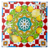 Carreau style sicilien, citrons, majolica (Devant)