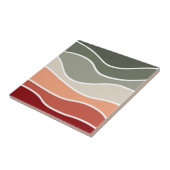 Carreau Style vert et rouge rétro vagues design (Côté)