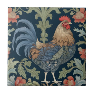 Carreau Style William Morris Face droite au poulet floral