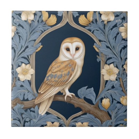 Carreau Style William Morris feutré Face droite Barn Owl (Devant)