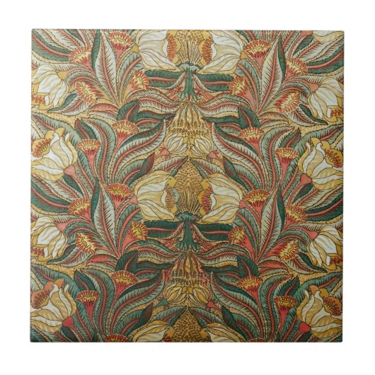Carreau Style William Morris Rose Vert Botanique (Devant)