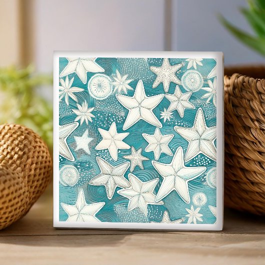 Carreau Stylisé Starfish & Sand Dollars Motif#25 ID1009
