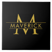 Carreau Stylish Custom Name Monogram Black (Devant)