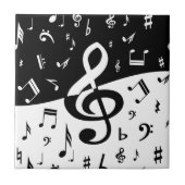 Carreau Stylish Treble Clef Wave Black and White (Devant)