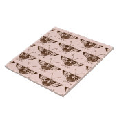 Carreau Stylized art Deco butterfly - chocolate and peach (Côté)