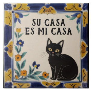 Carreau Su Casa est Ma Maison - Drôle d'Humour de Chat Esp