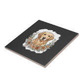 Carreau Sublimation Retriever Doré Floral (Côté)