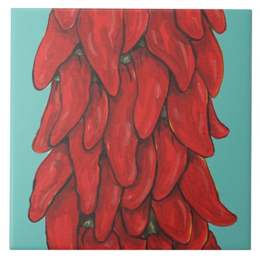 Carreau Sud-Ouest Red Chili Pepper Ristra Middle Turquoise (Devant)