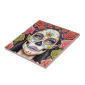 Carreau Sugar Skull Art - Femme dans le maquillage éblouis (Côté)
