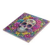Carreau Sugar Skull Calavera Day Of The Dead Ceramic Tile (Côté)