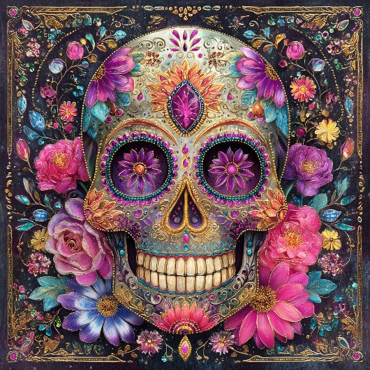 Carreau Sugar Skull Calavera Day Of The Dead Ceramic Tile